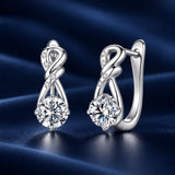 925 Sterling Silver White Gold Plated 0.5ct Moissanite 1.4cm Pavé CZ Hoop Earrings for Women