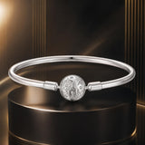 925 Sterling Silver Pavé Setting CZ Bracelet with White Gold Plating for Women - Size 17.0