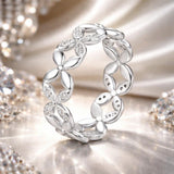 925 Sterling Silver White Gold Plated 0.6cm Ring Size 6 for Women