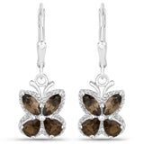 2.20 Carat Genuine Smoky Quartz .925 Sterling Silver Earrings