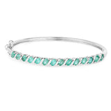 2.66 Carat Genuine Zambian Emerald .925 Sterling Silver Bangle
