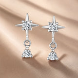 925 Sterling Silver Earrings with Pavé Setting CZ, 1.4*0.8cm for Women