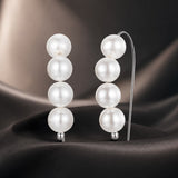 925 Sterling Silver White Gold Plated Earrings with Quality Shell Pearl, 2.1*0.5cm for Women
