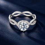 925 Sterling Silver Moissanite Ring in Size 7 with Pavé Setting for Women