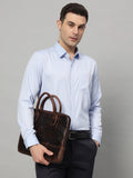 Modernist Leather Laptop Bag-Dark Brown