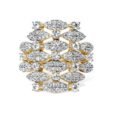 14K Yellow Gold 1.0 Cttw Diamond Geometric Stacked Open Cocktail Ring (I-J Color, I1-I2 Clarity) - Ring Size 7
