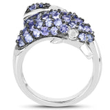1.45 Carat Genuine Tanzanite and White Diamond .925 Sterling Silver Ring