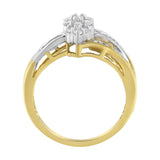 10K Yellow and White Gold 1/2 Cttw Diamond Marquise Shaped Cluster Split Shank Ring (H-I Color, SI2-I1 Clarity) - Size 7
