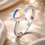 925 Sterling Silver Oxidized Silver Ring with Transparent Glass - Size 7.0 for Women