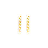 14k Yellow Gold Textured Bar Earrings