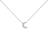 10K White Gold Diamond Accented Crescent Moon Shaped 18" Inch Pendant Necklace (H-I Color, I1-I2 Clarity)