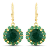 8.54 Carat Dyed Emerald and Emerald .925 Sterling Silver Earrings