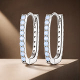 925 Sterling Silver Opal Earrings with Platinum Plating for Women