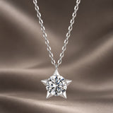 925 Sterling Silver White Gold Plated 1 Carat Moissanite 40+5cm Necklace for Women