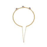 18K Yellow Gold Purple Amethyst and 1/3 Cttw Diamond Halo Station Bracelet