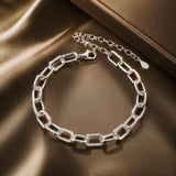 925 Sterling Silver White Gold Plated 15+6cm Adjustable Bracelet for Women