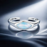 925 Sterling Silver White Gold Plated 1.9mm Transparent Glass Ring