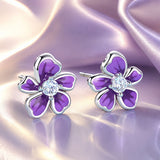 S925 Sterling Silver Plated Platinum Enamel Earrings for Women