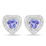 1.18 Carat Genuine Tanzanite & White Topaz .925 Sterling Silver Earrings