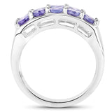 1.90 Carat Genuine Tanzanite .925 Sterling Silver Ring