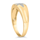 18K Yellow Gold 1/10 Cttw Diamond Star Burst Inlay Ring