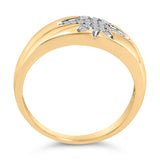 18K Yellow Gold 1/10 Cttw Diamond Star Burst Inlay Ring