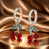 S925 Sterling Silver Oxidized CZ Enamel Earrings for Women