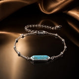 925 Sterling Silver White Gold Plated Bracelets with Synthetic Turquoise for Women