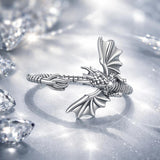 925 Sterling Silver Oxidized Dragon Ring