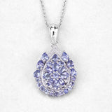 2.64 Carat Genuine Tanzanite and White Topaz .925 Sterling Silver Pendant