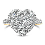 14K Yellow Gold 1 1/2 Cttw Diamond Heart Shaped Composite Ring (H-I Color, SI2-I1 Clarity) - Ring Size 7