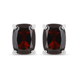 18K White Gold Plated 3.50 Carat Genuine Garnet .925 Sterling Silver Earrings