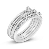 Sterling Silver 3/8 Cttw Diamond Bezel and Pave Set Stackable Ring Set