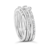 Sterling Silver 3/8 Cttw Diamond Bezel and Pave Set Stackable Ring Set