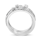Sterling Silver 3/8 Cttw Diamond Bezel and Pave Set Stackable Ring Set