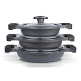 Thermoad Granite Coated Cookware Set: Lightweight, PFOA-Free Aluminum Saucepans for Energy-Saving Cooking