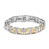 Men's  10K Yellow Gold Plated Silver Diamond Accent Geometric Link Bracelet