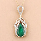 IGI Certified 4.33 Carat Genuine Zambian Emerald and White Diamond 14K Yellow Gold Pendant