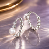 925 Sterling Silver White Gold Plated Moissanite & Pearl Earrings for Women