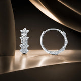 925 Sterling Silver Earrings with Pavé Setting, Size: 13*5mm, for Women