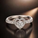 925 Sterling Silver Moissanite 0.5ct Heart Ring for Women Size 6