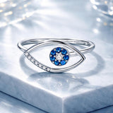 925 Sterling Silver Oxidized Ring with Pavé Setting CZ, 0.9*1.6 cm for Women