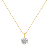 14K Yellow Gold 2.00 Cttw Brilliant Round-Cut Diamond 7 Stone Flower Cluster 18" Pendant Necklace (H-I Color, SI2-I1 Clarity)