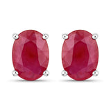 1.70 Carat Genuine Ruby 14K White Gold Earrings