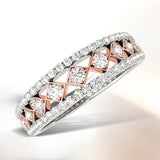 14k White And Rose Gold Diamond Band (3/8 cttw)