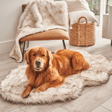 PupRug by Paw.com® Faux Fur Orthopedic Dog Bed - Curve White with Brown Accents