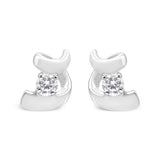 10K White Gold 1/10 Cttw Round Brilliant-Cut Diamond Espira Swirls Solitaire Push Back Stud Earrings (I-J Color, I1-I2 Clarity)