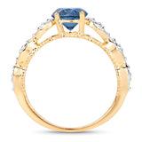 1.27 Carat Genuine Blue Sapphire and White Diamond 14K Yellow Gold Ring