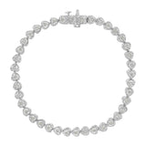 .925 Sterling Silver 1.0 Cttw Miracle Set Diamond Heart-Link 7" Tennis Bracelet (I-J Color, I2-I3 Clarity)