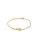 14k Yellow Gold 5 1/2 inch Childrens ID Bracelet with Enameled Heart